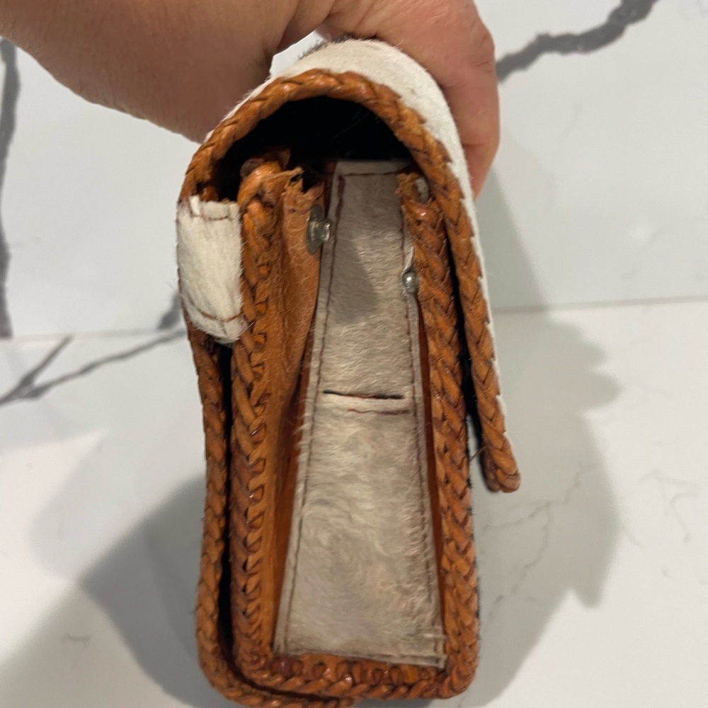 Cowhide Leather Clutch with Brown Accents - Picture 4 of 12